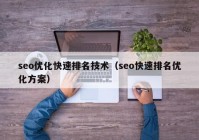 seo優(yōu)化快速排名技術（seo快速排名優(yōu)化方案）