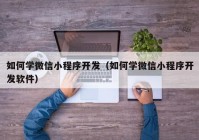 如何學微信小程序開發(fā)（如何學微信小程序開發(fā)軟件）